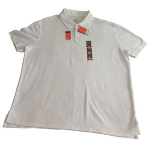 St John's Bay Polo Shirt Men XXL White Performance Quick-dri Short Sleeve Casual